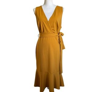 Boohoo mustard color midi dress size 12